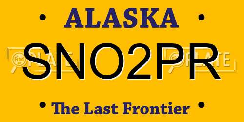 SNO2PR Alaska License Plate