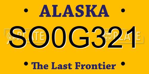 SO0G321 Alaska License Plate