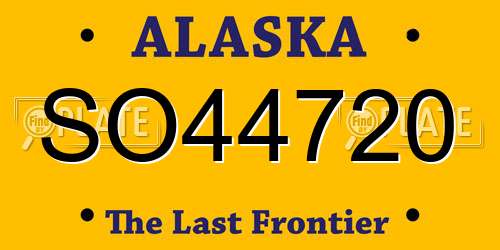 SO44720 Alaska License Plate