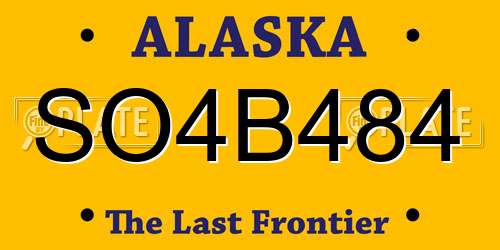 SO4B484 Alaska License Plate