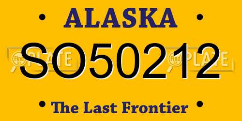 SO50212 Alaska License Plate