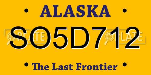 SO5D712 Alaska License Plate