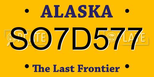 SO7D577 Alaska License Plate