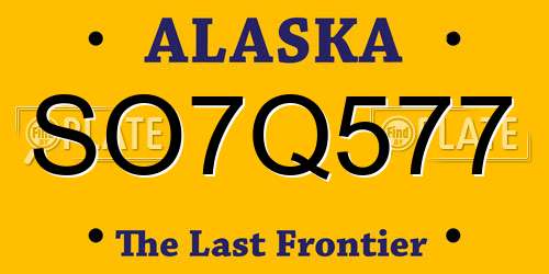 SO7Q577 Alaska License Plate