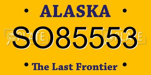 SO85553 Alaska License Plate