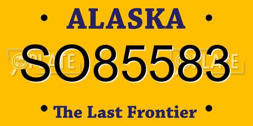 SO85583 Alaska License Plate