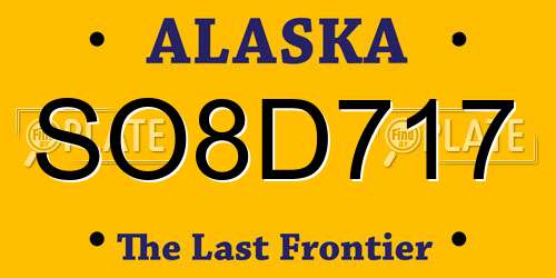 SO8D717 Alaska License Plate
