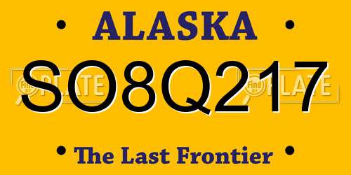 SO8Q217 Alaska License Plate