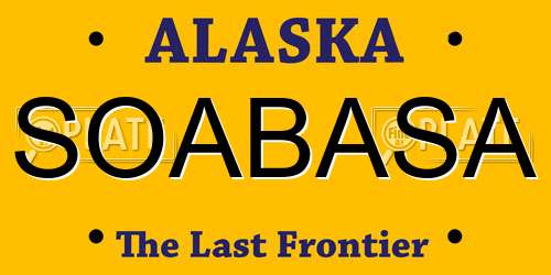 SOABASA Alaska License Plate