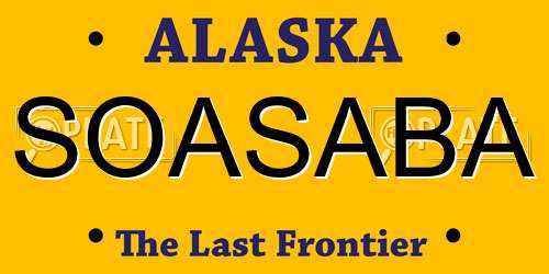 SOASABA Alaska License Plate