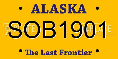 SOB1901 Alaska License Plate