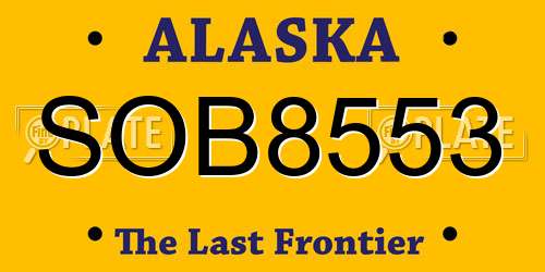 SOB8553 Alaska License Plate