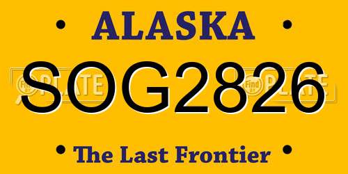 SOG2826 Alaska License Plate