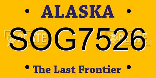 SOG7526 Alaska License Plate