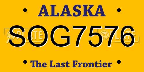 SOG7576 Alaska License Plate