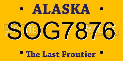 SOG7876 Alaska License Plate