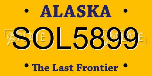 SOL5899 Alaska License Plate
