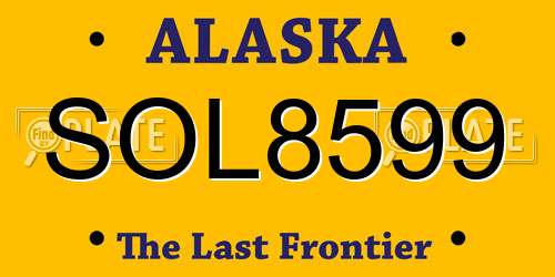 SOL8599 Alaska License Plate
