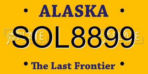 SOL8899 Alaska License Plate