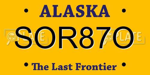 SOR87O Alaska License Plate