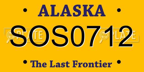SOS0712 Alaska License Plate