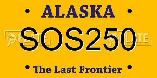 SOS250 Alaska License Plate