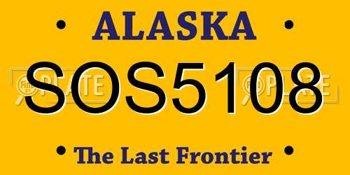SOS5108 Alaska License Plate
