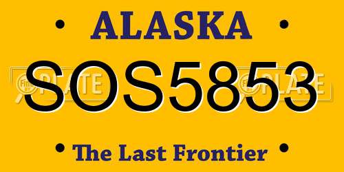 SOS5853 Alaska License Plate
