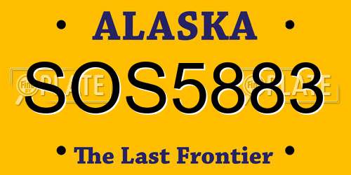 SOS5883 Alaska License Plate