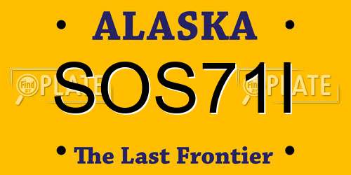 SOS71I Alaska License Plate