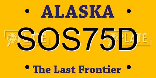 SOS75D Alaska License Plate