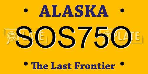 SOS75O Alaska License Plate