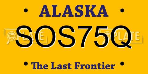SOS75Q Alaska License Plate