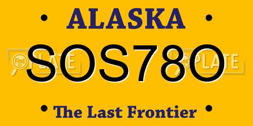 SOS78O Alaska License Plate