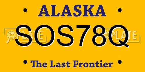 SOS78Q Alaska License Plate