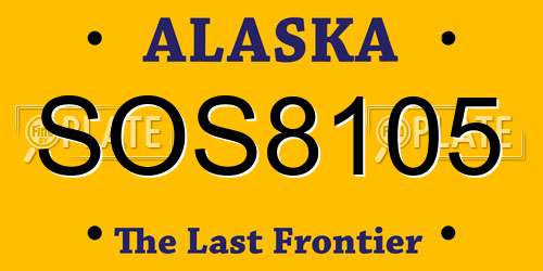 SOS8105 Alaska License Plate