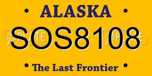 SOS8108 Alaska License Plate