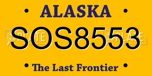 SOS8553 Alaska License Plate