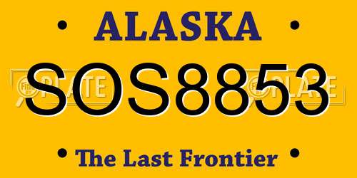 SOS8853 Alaska License Plate