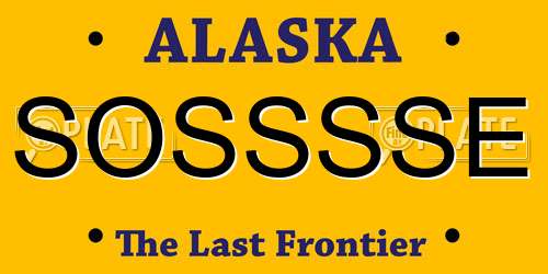 SOSSSSE Alaska License Plate