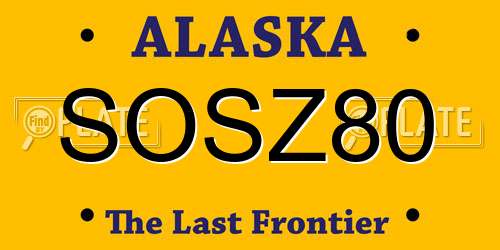 SOSZ80 Alaska License Plate