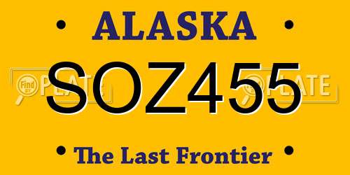 SOZ455 Alaska License Plate