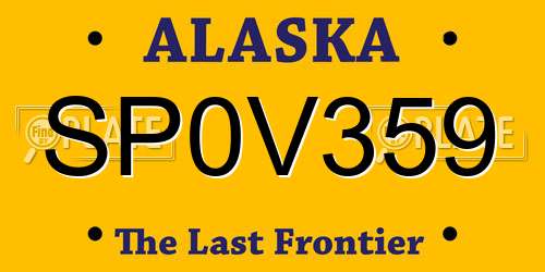 SP0V359 Alaska License Plate