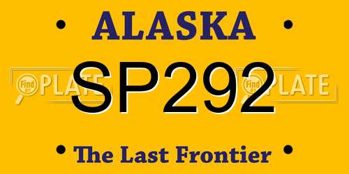 SP292 Alaska License Plate