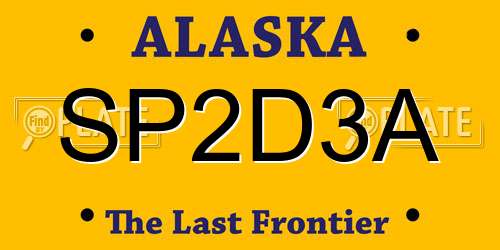 SP2D3A Alaska License Plate