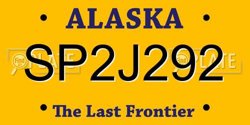 SP2J292 Alaska License Plate