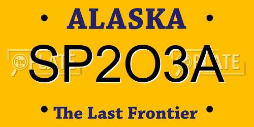 SP2O3A Alaska License Plate