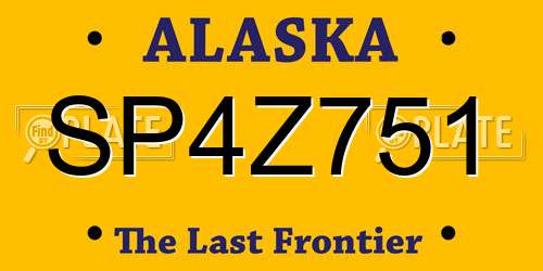 SP4Z751 Alaska License Plate