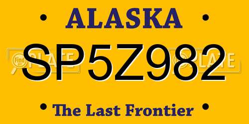 SP5Z982 Alaska License Plate
