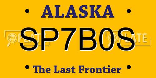 SP7B0S Alaska License Plate